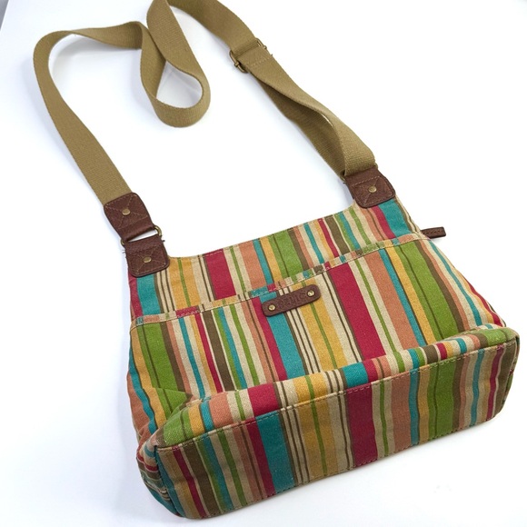 Relic Fossil Colorful Striped Canvas Shoulder Adjustable Crossbody Bag - Picture 1 of 11
